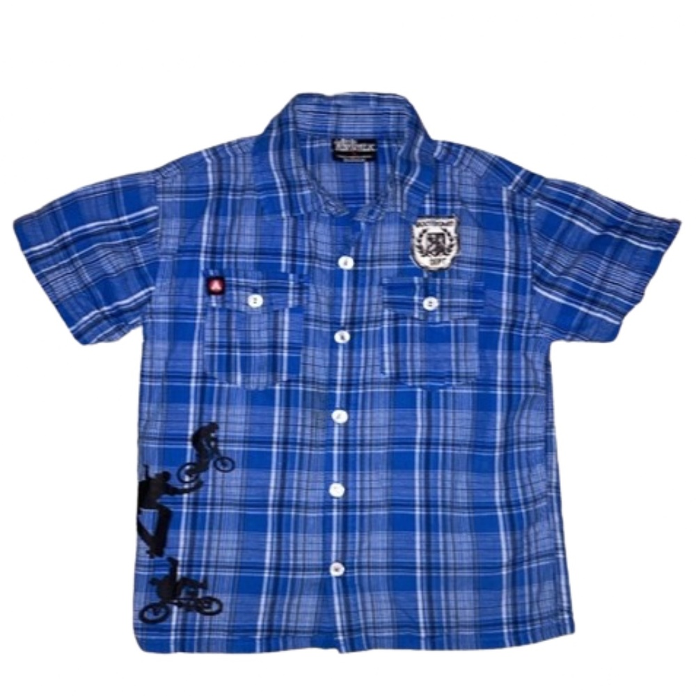 5T Airwalk blue short sleeve button down casual shirt